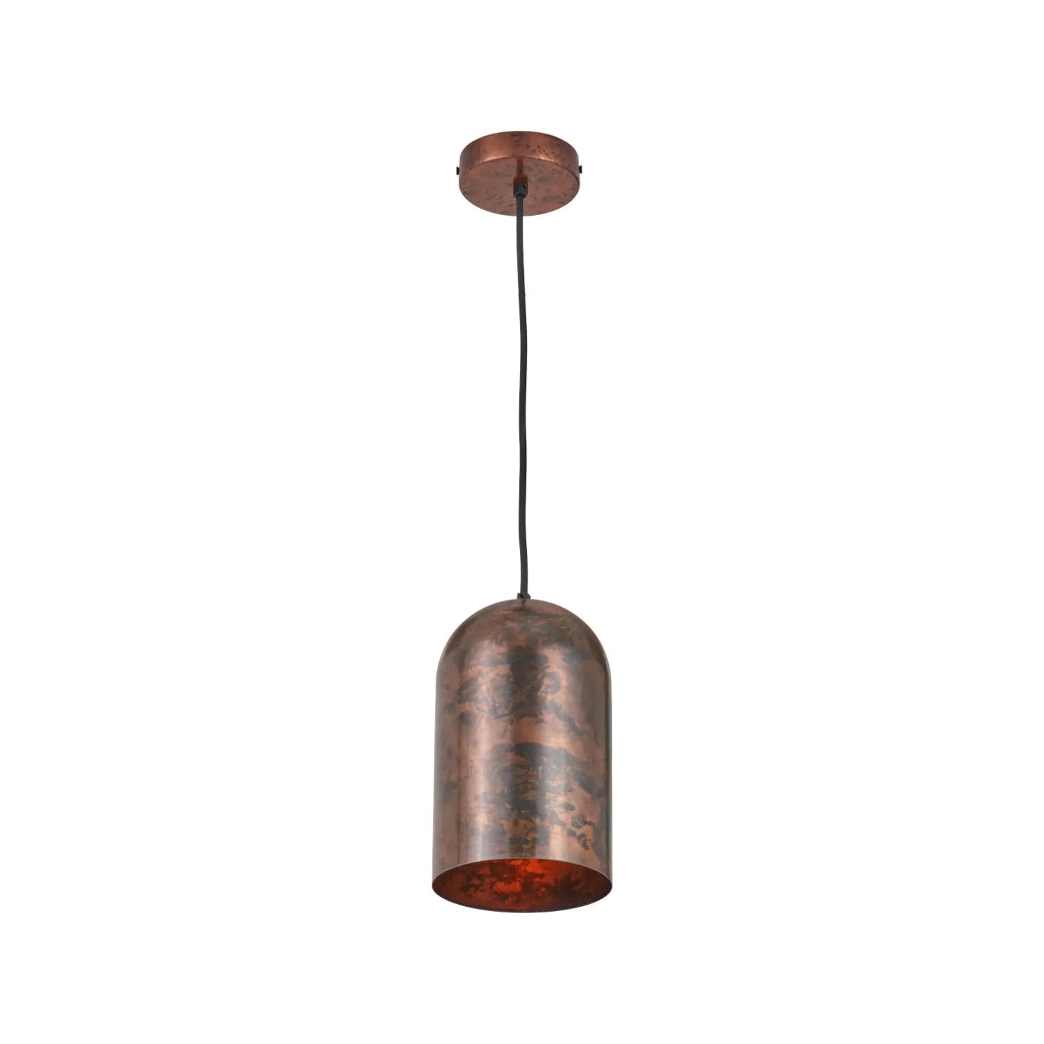 Copper Effect Adjustable Pendant Ceiling Light with Metal Dome Shade – Industrial Modern Suspension Lamp H126x15x15cm | Click Style
