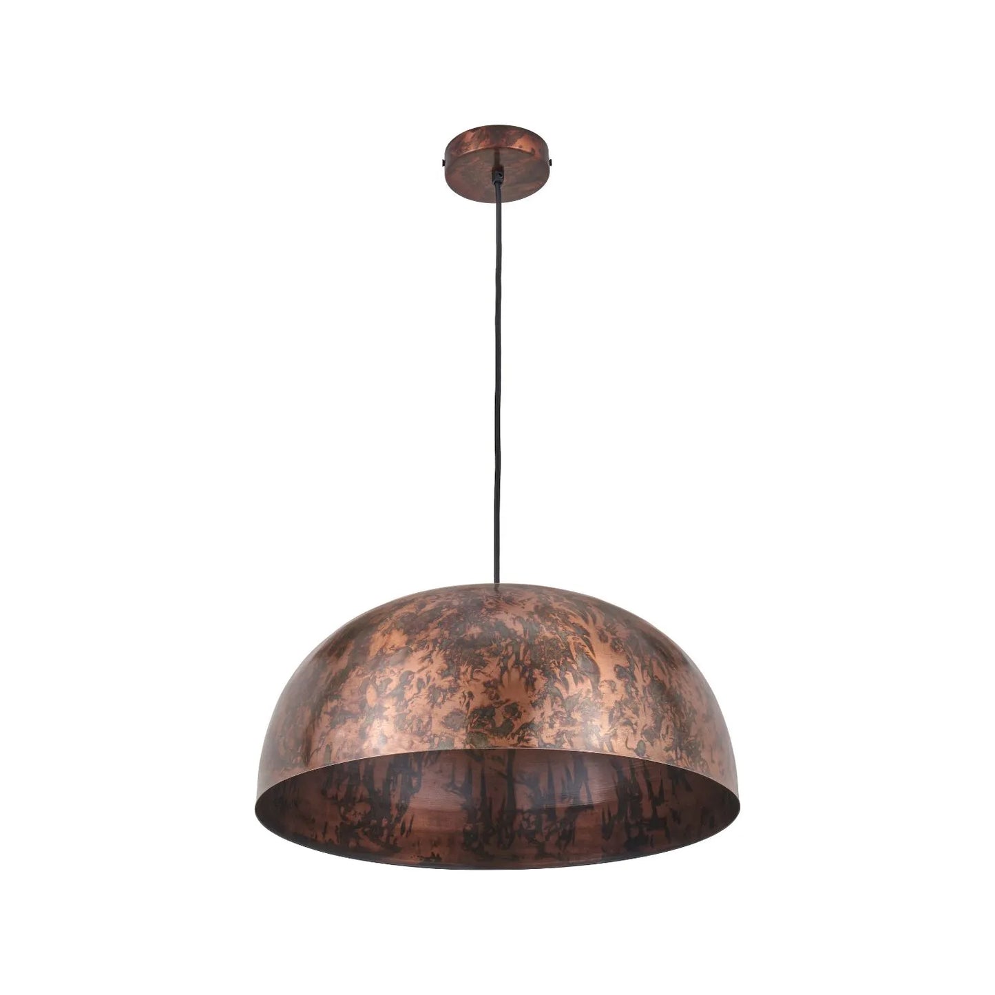Copper Effect Adjustable Pendant Ceiling Light with Wide Metal Dome Shade – Industrial Modern Suspension Lamp H130x47x47cm | Click Style