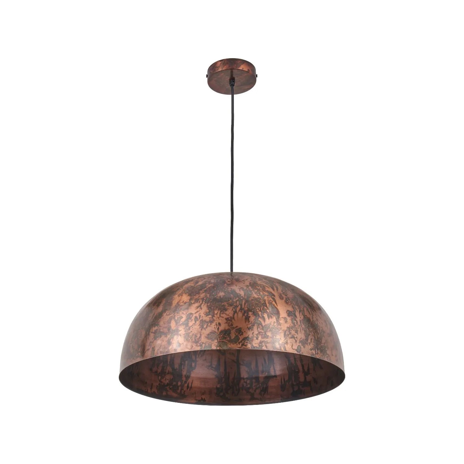 Copper Effect Adjustable Pendant Ceiling Light with Wide Metal Dome Shade – Industrial Modern Suspension Lamp H130x47x47cm | Click Style