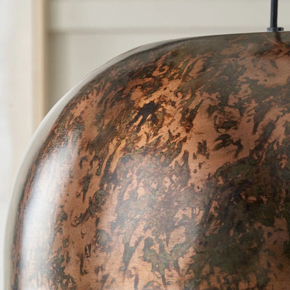Copper Effect Adjustable Pendant Ceiling Light with Wide Metal Dome Shade – Industrial Modern Suspension Lamp H130x47x47cm | Click Style