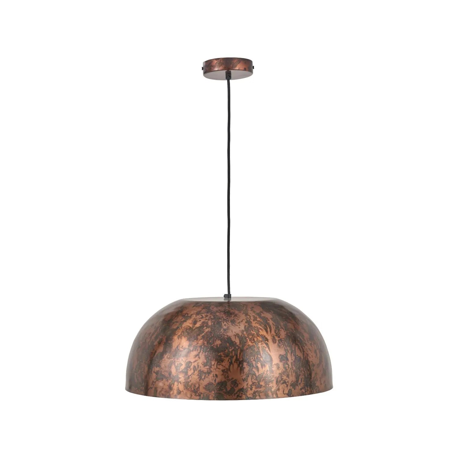 Copper Effect Adjustable Pendant Ceiling Light with Wide Metal Dome Shade – Industrial Modern Suspension Lamp H130x47x47cm | Click Style