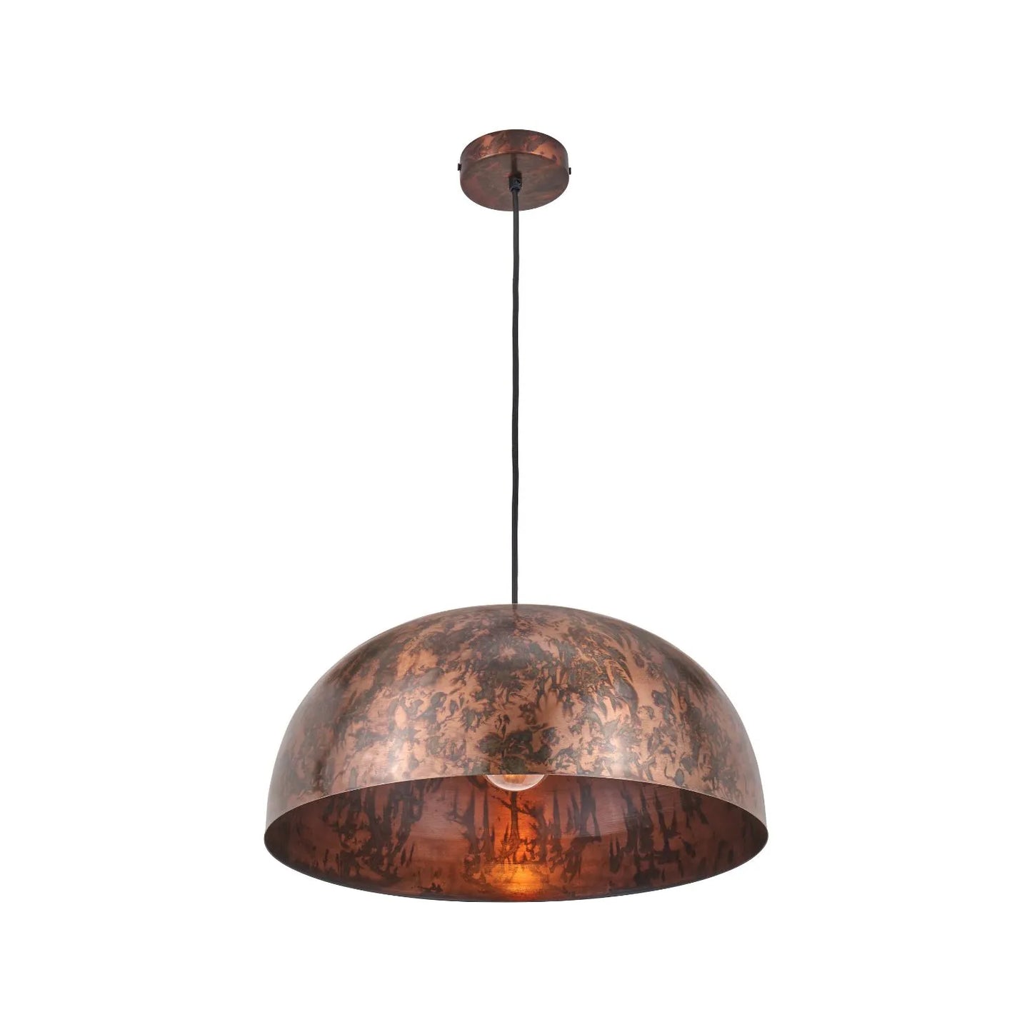 Copper Effect Adjustable Pendant Ceiling Light with Wide Metal Dome Shade – Industrial Modern Suspension Lamp H130x47x47cm | Click Style