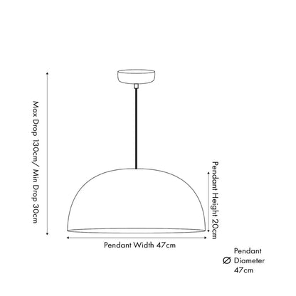 Copper Effect Adjustable Pendant Ceiling Light with Wide Metal Dome Shade – Industrial Modern Suspension Lamp Dimensions H130x47x47cm | Click Style