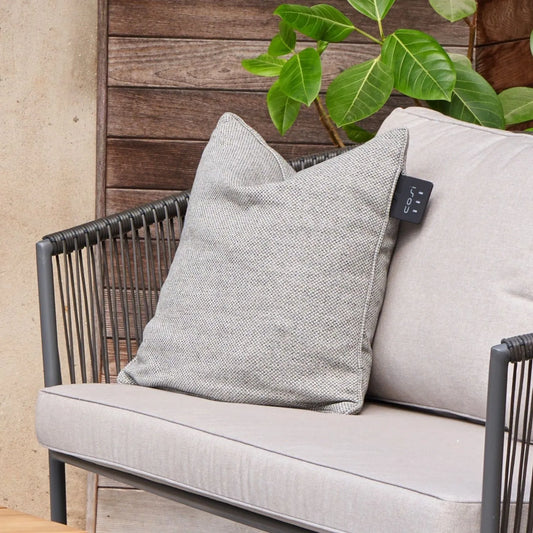 Cosipillow Grey Heated Indoor & Outdoor Square Cushion Pillow with Infrared Heating & Rechargeable Battery 50x50x17cm - Click Style