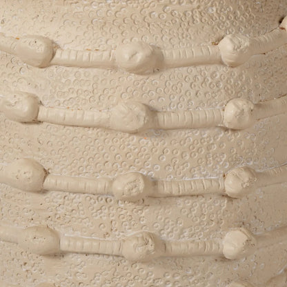 Cream Bobbled Fibrestone Planter with Rolled Rim & Raised Textured Detail – Decorative Indoor Plant Pot 29x32x32cm – Close-Up Raised Bands & Impressed Circular Detail | Click Style