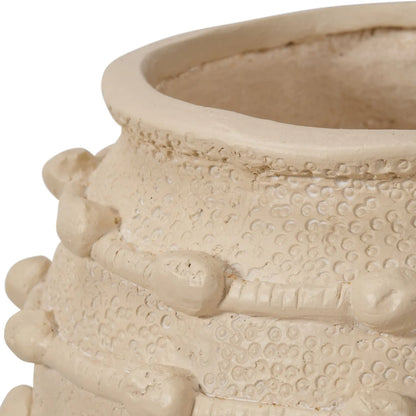 Cream Bobbled Fibrestone Planter with Rolled Rim & Raised Textured Detail – Decorative Indoor Plant Pot 29x32x32cm – Close-Up Rolled Rim & Upper Bobbled Detail | Click Style