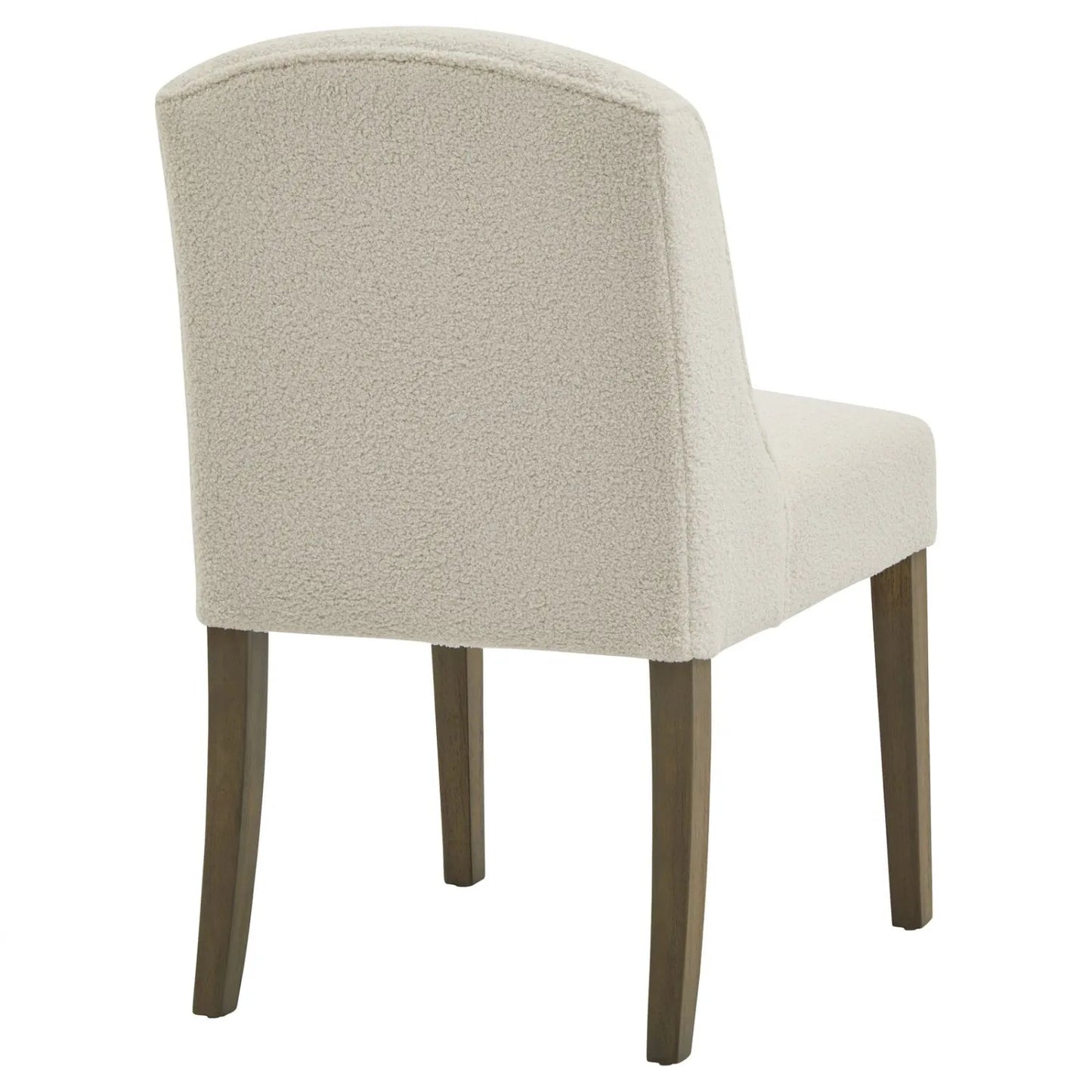 Cream Bouclé Dining Chair with Rubberwood Legs, Textured Upholstered Seat and High Padded Backrest – Modern Neutral Side Chair for Kitchen, Dining Room or Dressing Room 87x52x59cm | Click Style