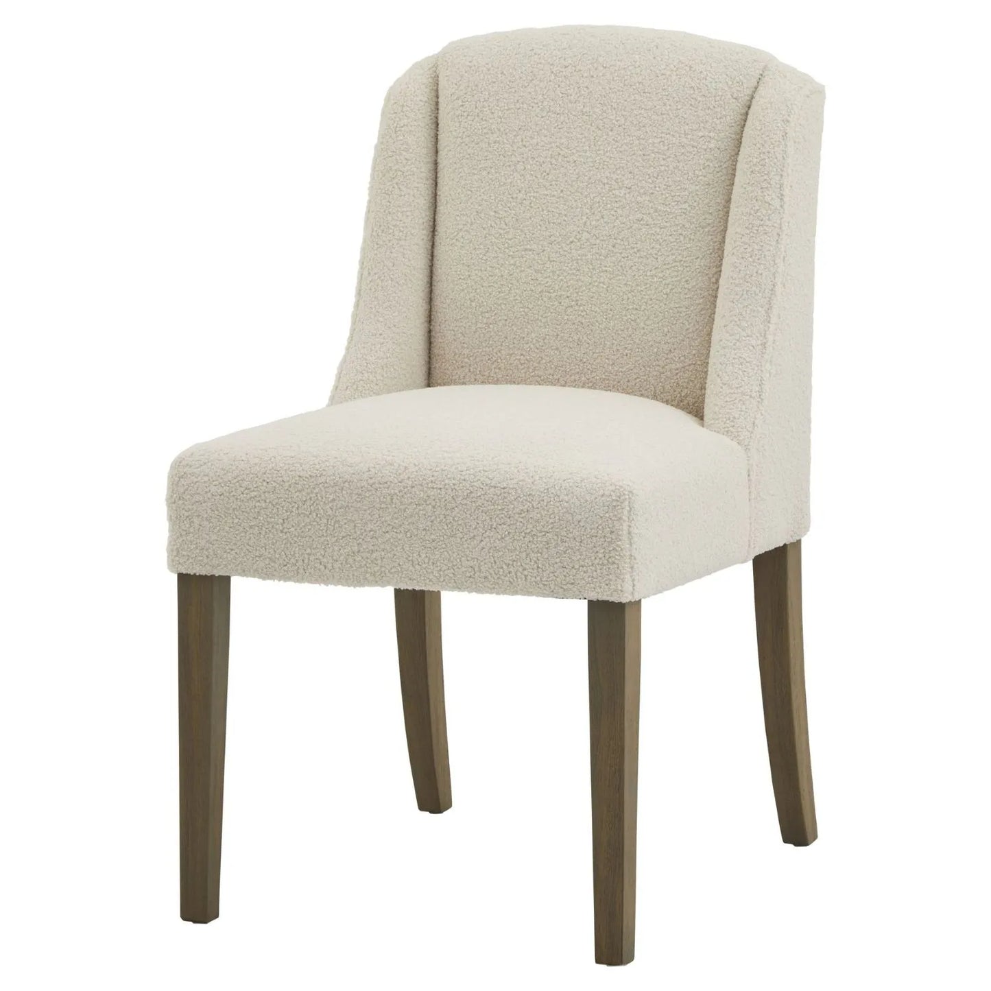 Cream Bouclé Dining Chair with Rubberwood Legs, Textured Upholstered Seat and High Padded Backrest – Modern Neutral Side Chair for Kitchen, Dining Room or Dressing Room 87x52x59cm | Click Style