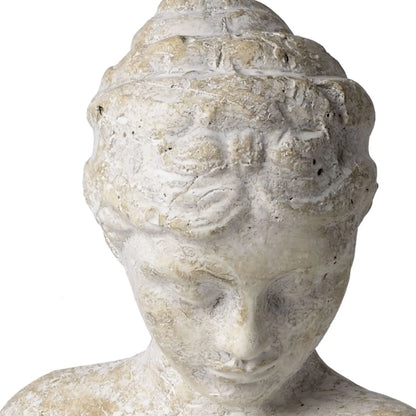 Cream Distressed Stone-Effect Lady Bust Ornament – Decorative Female Centrepiece Statue for Home Decor 29x26cm - Click Style