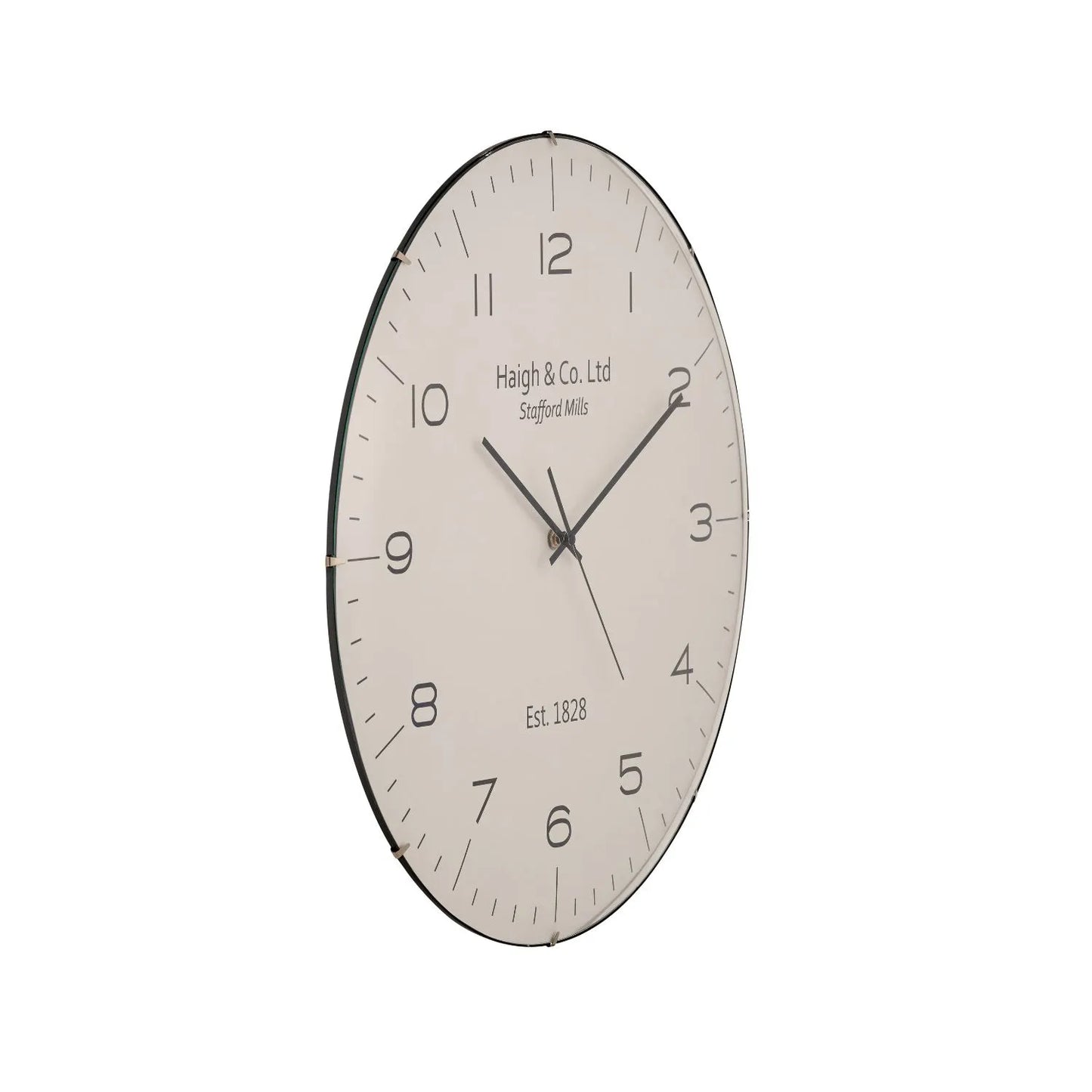 Cream Retro Round Wall Clock with Convex Glass & Black Arabic Numerals & Hands 50x6cm - Click Style