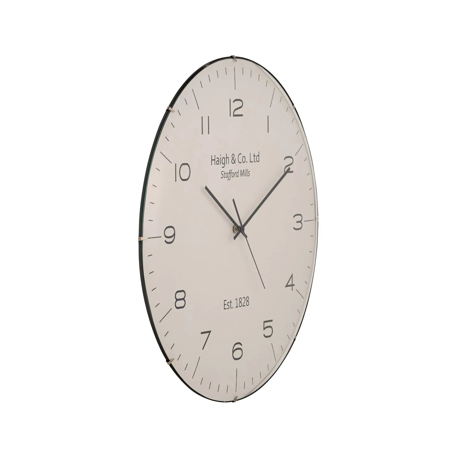 Cream Retro Round Wall Clock with Convex Glass & Black Arabic Numerals & Hands 50x6cm - Click Style