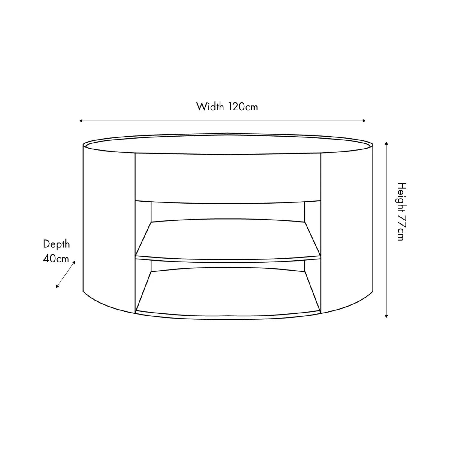 Cream Travertine Effect 1 Drawer Console Table with Stone Veneer Finish – Contemporary Curved Hallway Console Table with Open Shelves Dimensions 77x120x40cm – Travertine Effect Veneered MDF Console Table with Sculptural Curved Sides, Handleless Drawer and Open Storage Shelves for Hallways and Living Rooms | Click Style