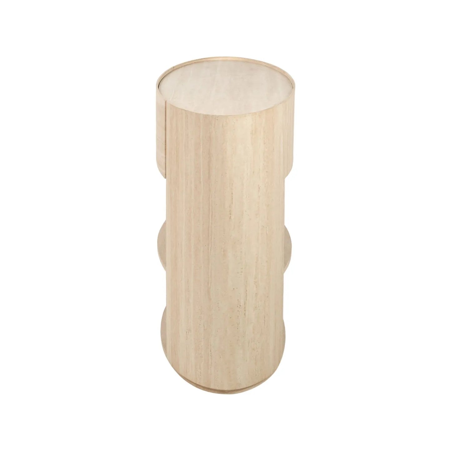 Cream Travertine Effect 1 Drawer Console Table with Stone Veneer Finish – Contemporary Curved Hallway Console Table with Open Shelves Side 77x120x40cm – Travertine Effect Veneered MDF Console Table with Sculptural Curved Sides, Handleless Drawer and Open Storage Shelves for Hallways and Living Rooms | Click Style