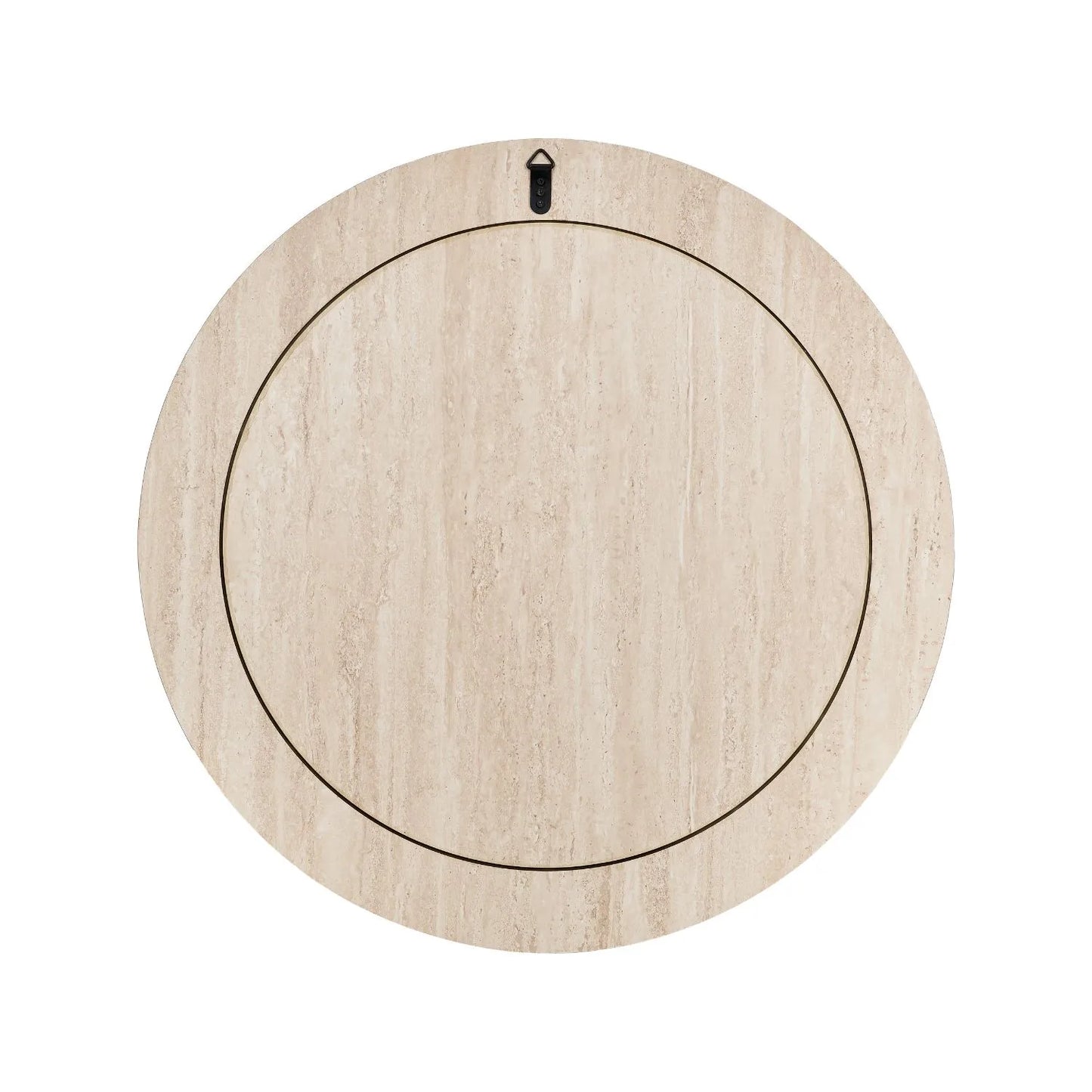 Cream Travertine Effect Round Wall Mirror with Stone Veneer Frame Back Ø80xD2cm – Contemporary Decorative Round Mirror with Natural Stone Texture Frame for Living Rooms Hallways Bedrooms and Modern UK Interiors | Click Style