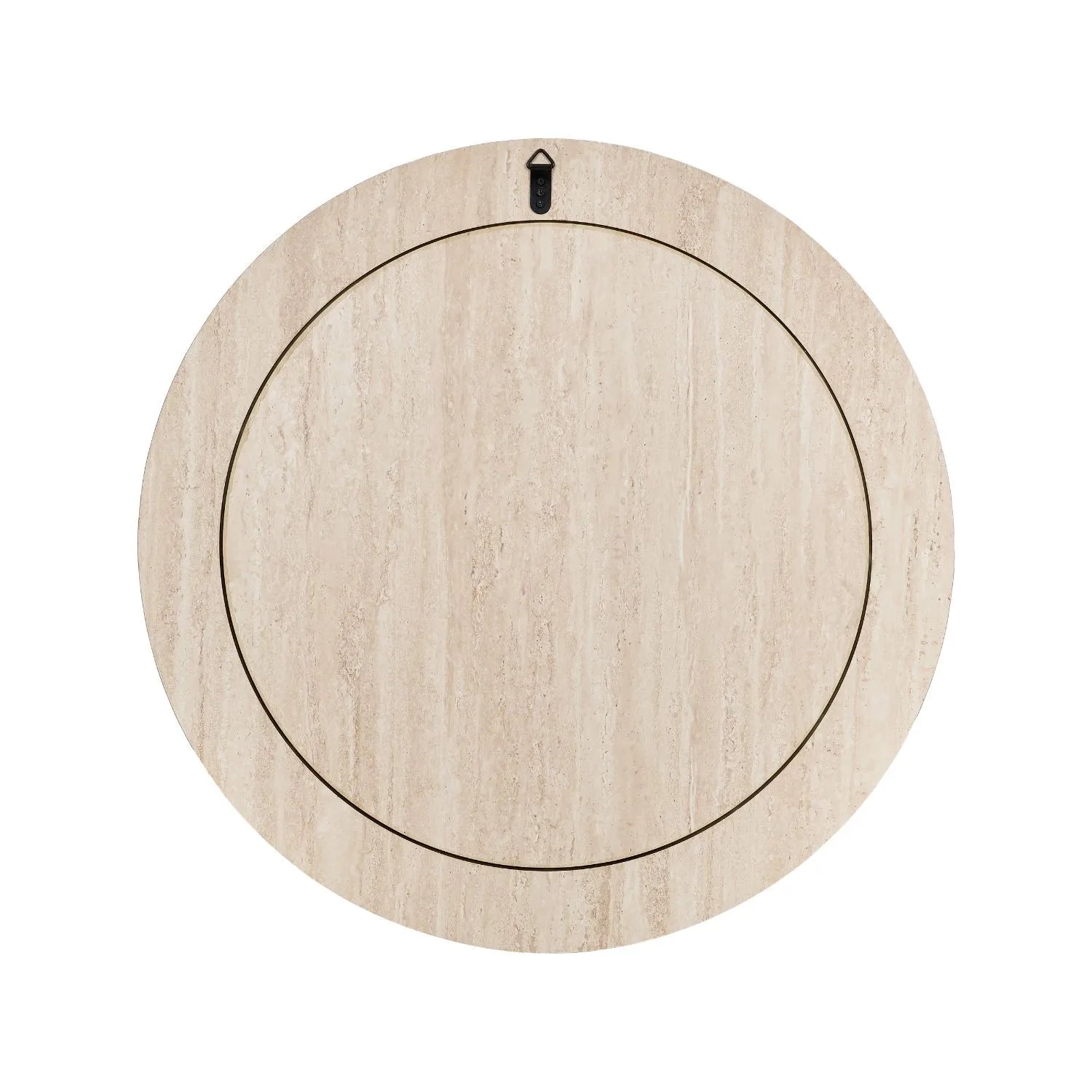 Cream Travertine Effect Round Wall Mirror with Stone Veneer Frame Back Ø80xD2cm – Contemporary Decorative Round Mirror with Natural Stone Texture Frame for Living Rooms Hallways Bedrooms and Modern UK Interiors | Click Style