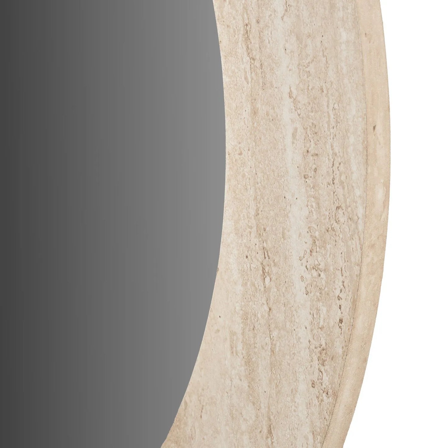 Cream Travertine Effect Round Wall Mirror with Stone Veneer Frame Ø80xD2cm – Contemporary Decorative Round Mirror with Natural Stone Texture Frame for Living Rooms Hallways Bedrooms and Modern UK Interiors | Click Style