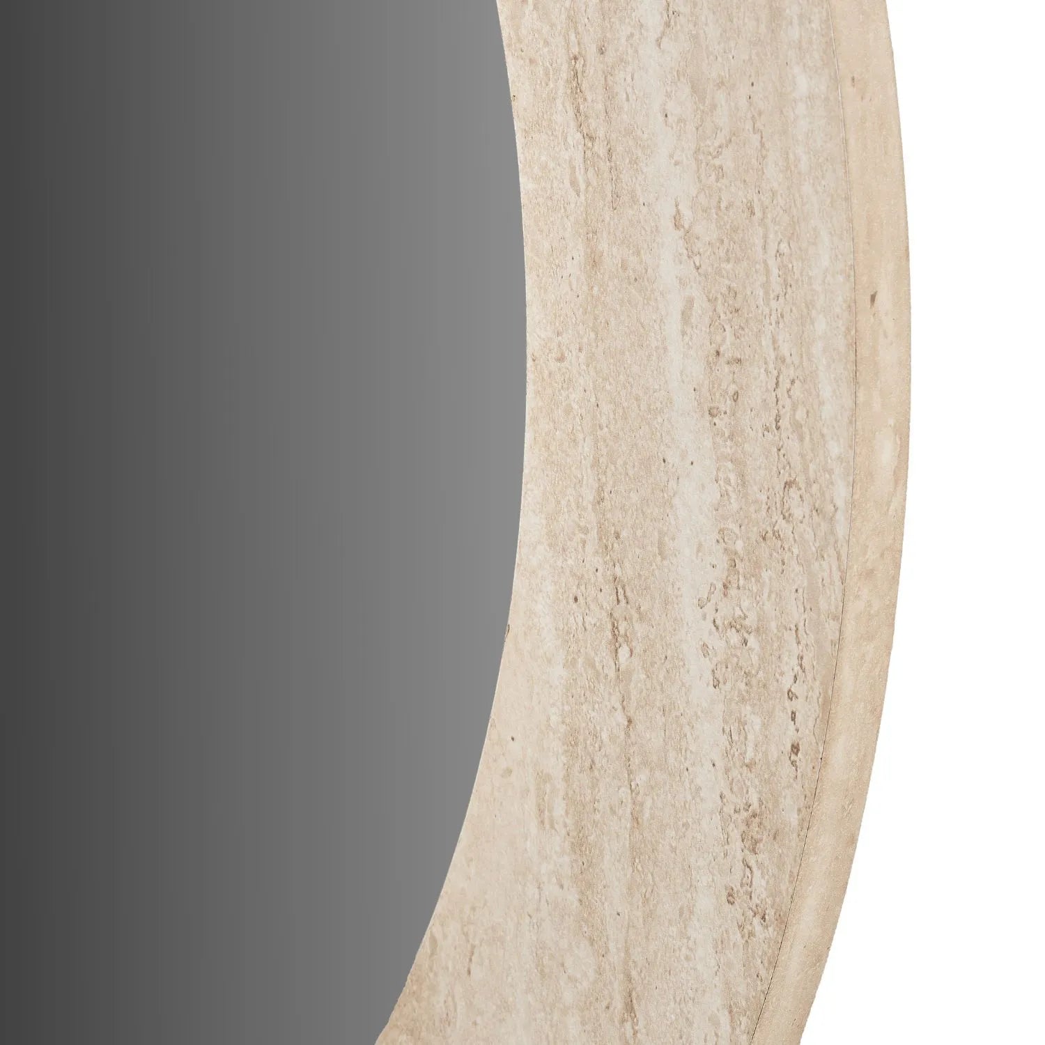 Cream Travertine Effect Round Wall Mirror with Stone Veneer Frame Ø80xD2cm – Contemporary Decorative Round Mirror with Natural Stone Texture Frame for Living Rooms Hallways Bedrooms and Modern UK Interiors | Click Style