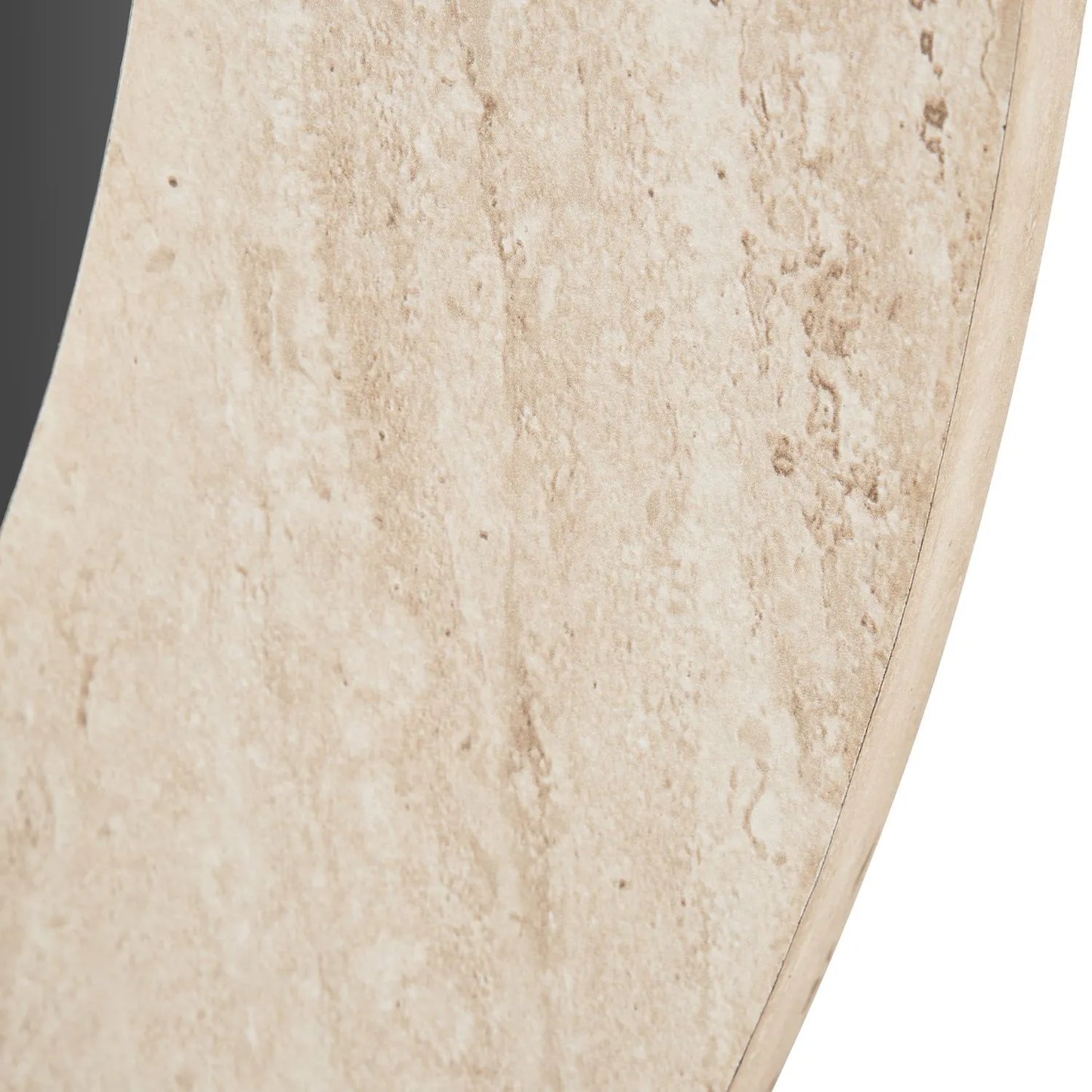 Cream Travertine Effect Round Wall Mirror with Stone Veneer Frame Ø80xD2cm – Contemporary Decorative Round Mirror with Natural Stone Texture Frame for Living Rooms Hallways Bedrooms and Modern UK Interiors | Click Style