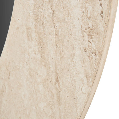 Cream Travertine Effect Round Wall Mirror with Stone Veneer Frame Ø80xD2cm – Contemporary Decorative Round Mirror with Natural Stone Texture Frame for Living Rooms Hallways Bedrooms and Modern UK Interiors | Click Style