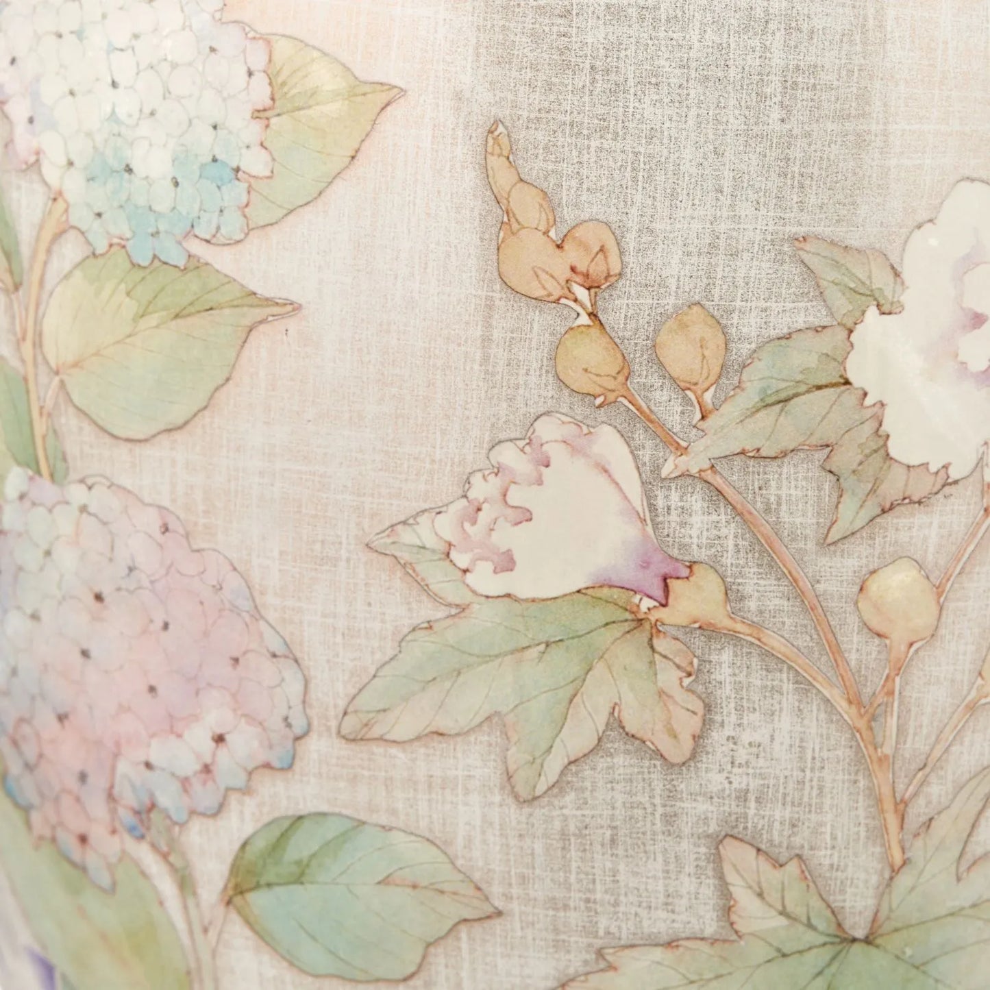 Jenny Worrall Daikon Hydrangea & Purple Bellflower Grey White & Gold Glass Table Lamp Base with Bulbous Shape & Raised Antique Brass Feet – Handcrafted Lighting 37x20x20cm | Click Style