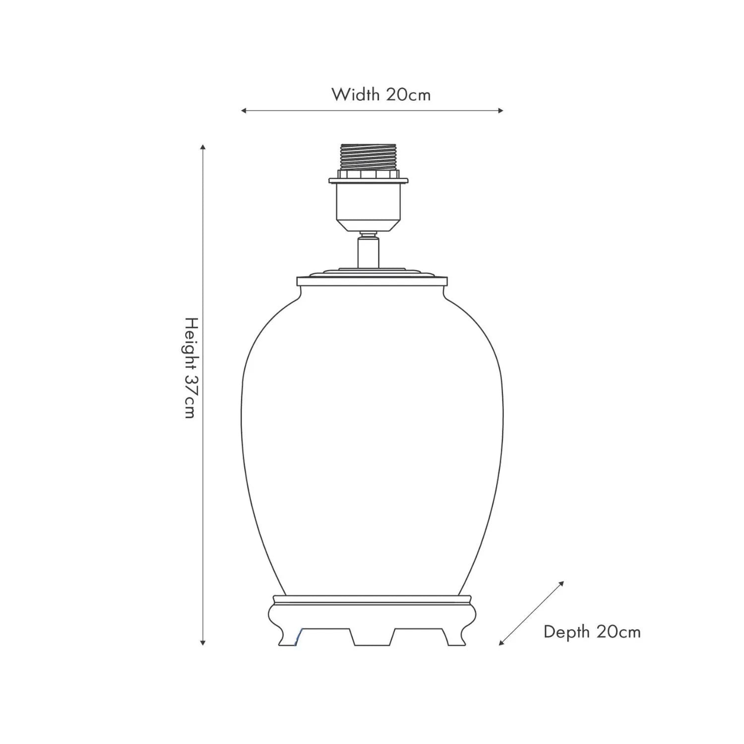 Jenny Worrall Daikon Hydrangea & Purple Bellflower Grey White & Gold Glass Table Lamp Base with Bulbous Shape & Raised Antique Brass Feet – Handcrafted Lighting Dimensions 37x20x20cm | Click Style