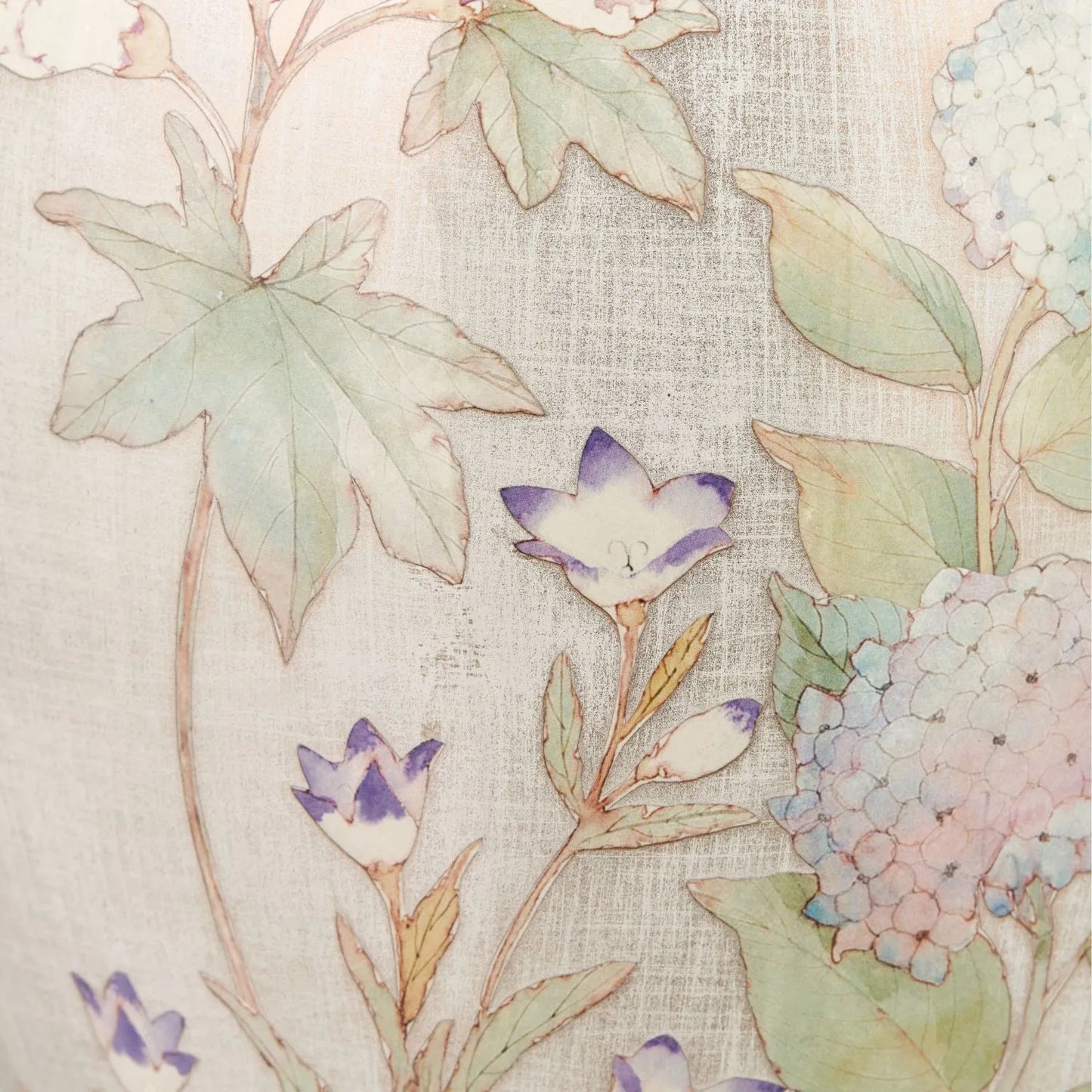 Jenny Worrall Daikon Hydrangea & Purple Bellflower Grey White & Gold Glass Table Lamp Base with Bulbous Shape & Raised Antique Brass Feet – Handcrafted Lighting 37x20x20cm | Click Style