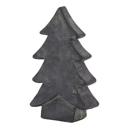 Dark grey stone-effect medium festive ceramic Christmas tree ornament with textured finish, decorative accent 24x14x6cm | Click Style