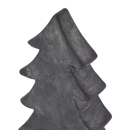 Dark grey stone-effect medium festive ceramic Christmas tree ornament with textured finish, decorative accent 24x14x6cm | Click Style