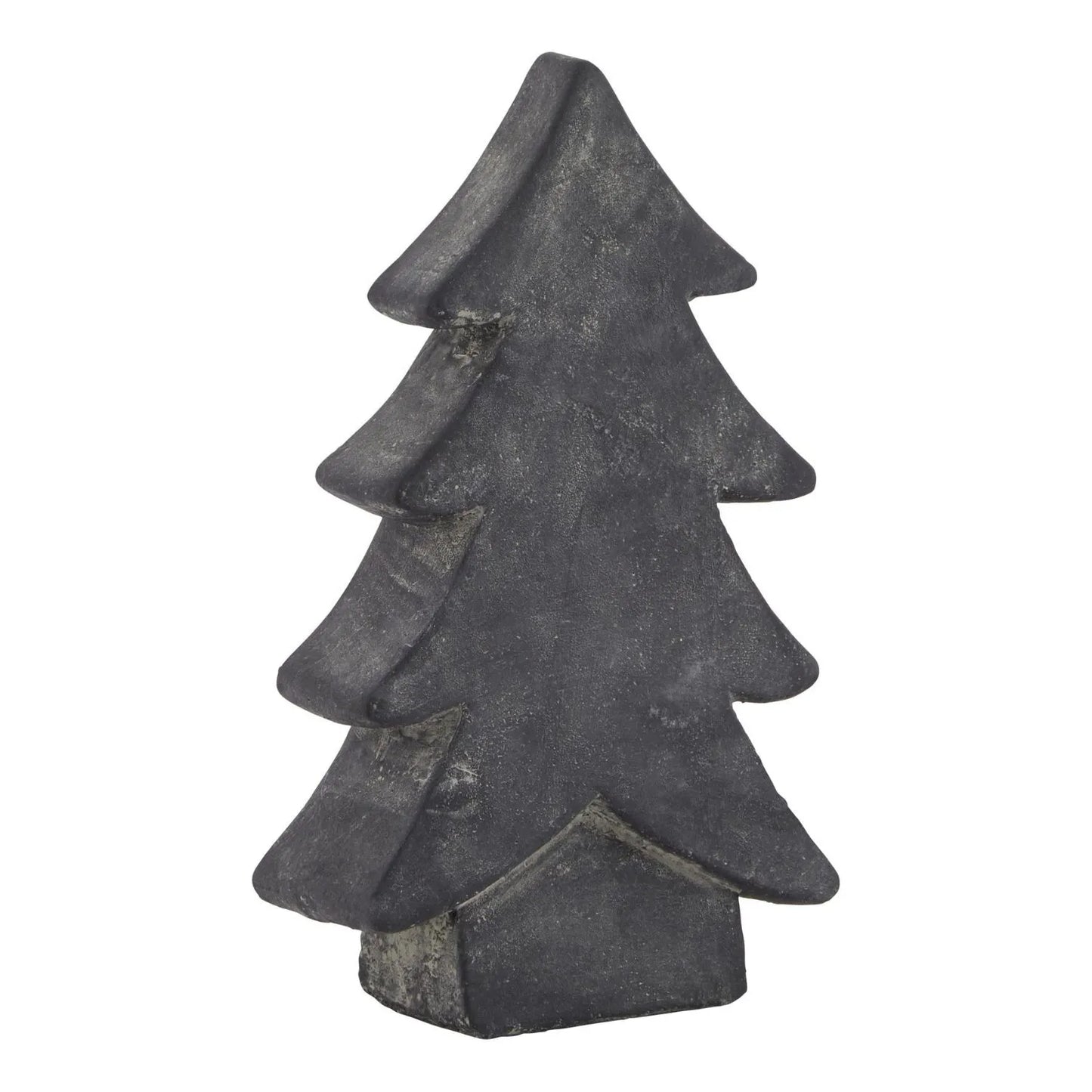 Dark grey stone-effect medium festive ceramic Christmas tree ornament with textured finish, decorative accent 24x14x6cm | Click Style