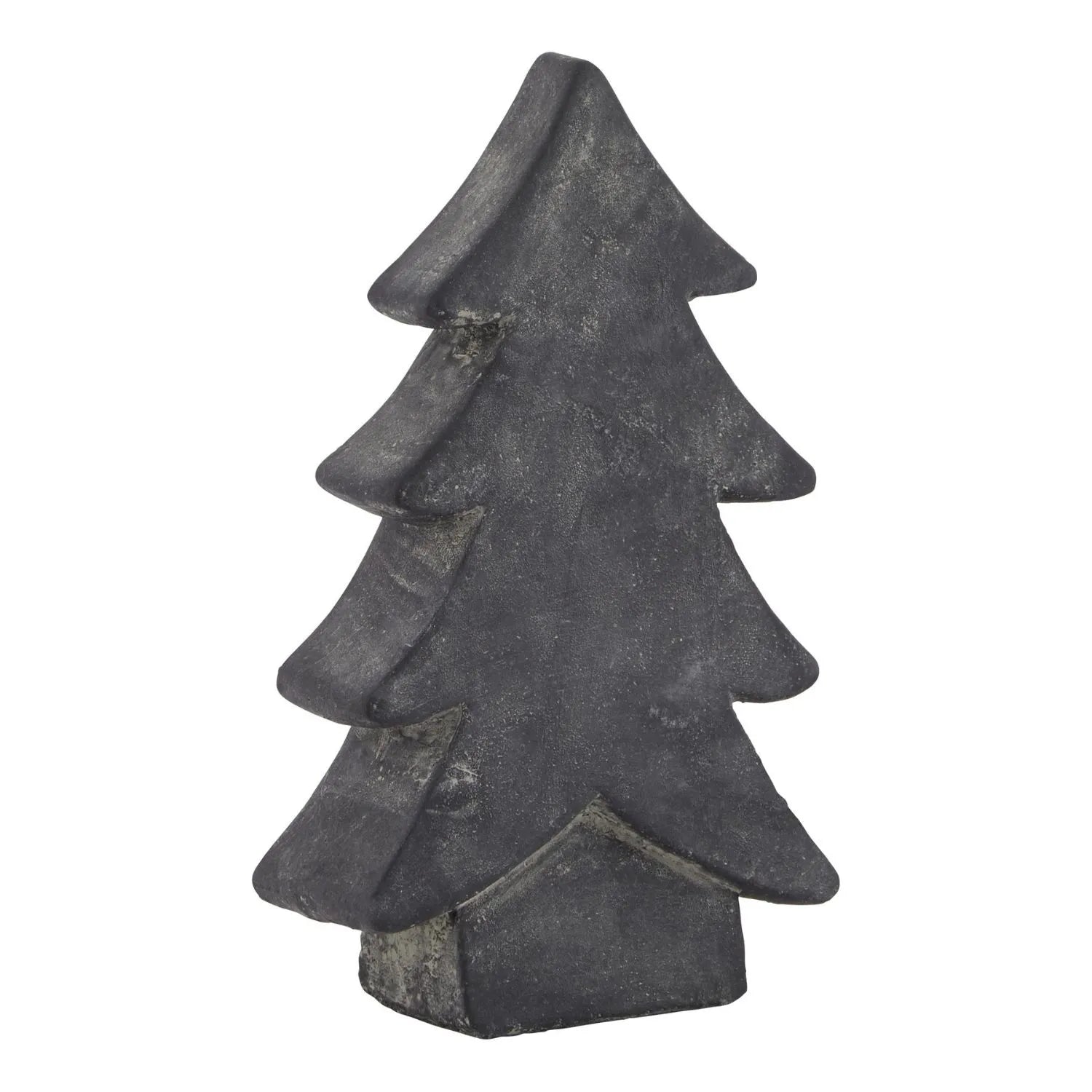 Dark grey stone-effect medium festive ceramic Christmas tree ornament with textured finish, decorative accent 24x14x6cm | Click Style