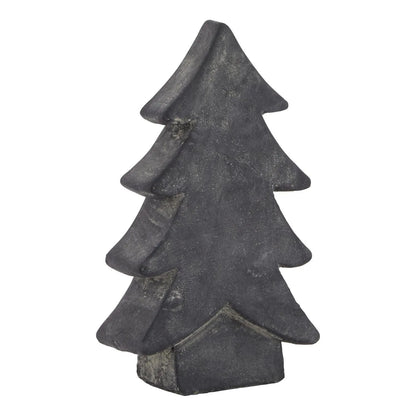 Dark grey stone-effect medium festive ceramic Christmas tree ornament with textured finish, decorative accent 24x14x6cm | Click Style