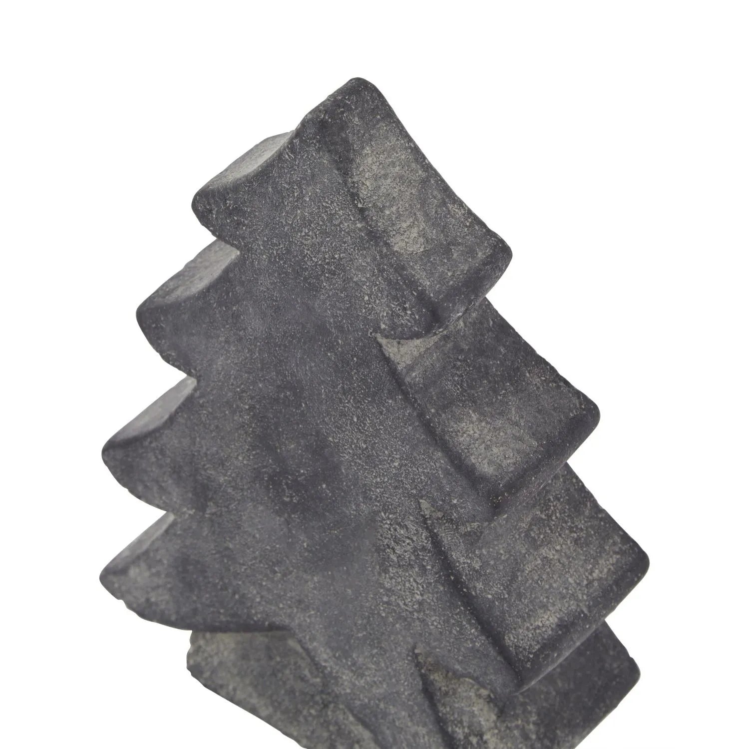 Dark grey stone-effect small festive ceramic Christmas tree ornament with textured finish, decorative accent 17x12x5cm | Click Style