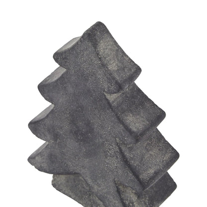 Dark grey stone-effect small festive ceramic Christmas tree ornament with textured finish, decorative accent 17x12x5cm | Click Style