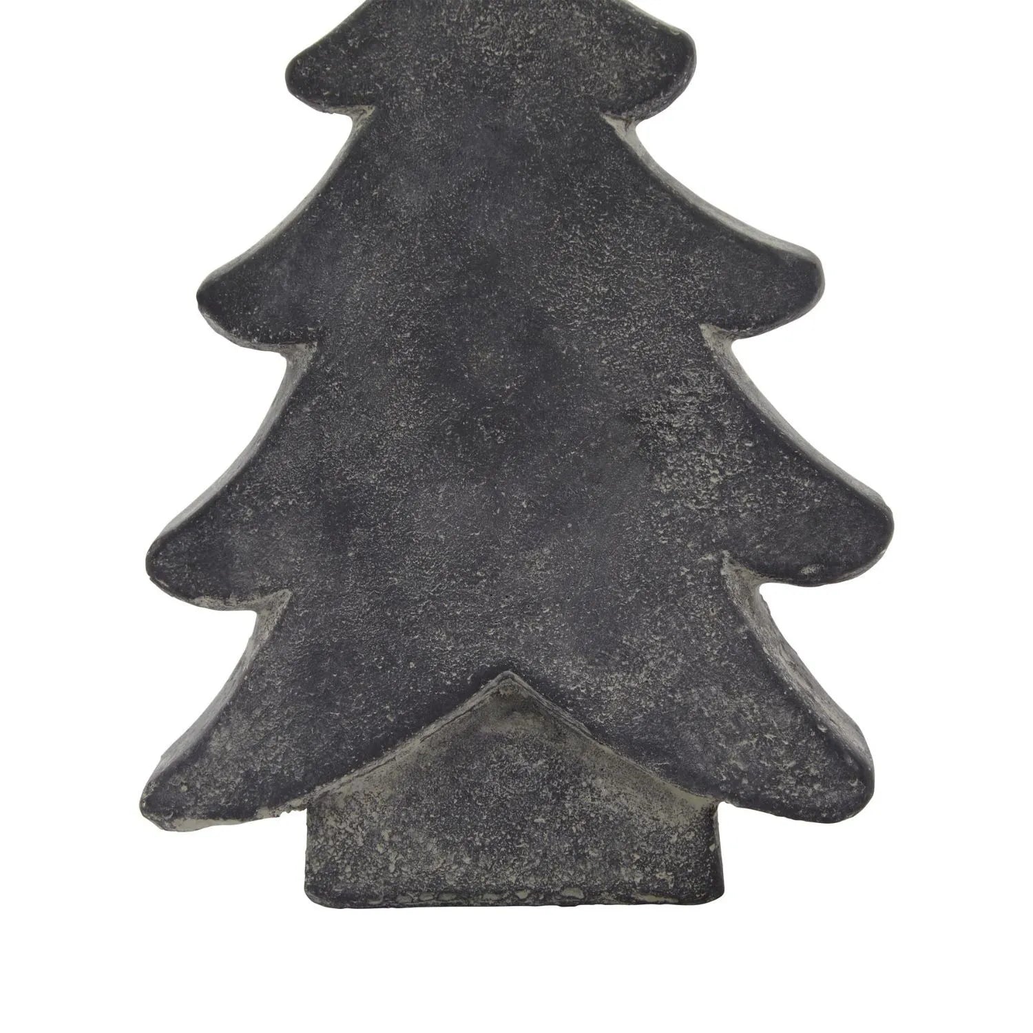 Dark grey stone-effect small festive ceramic Christmas tree ornament with textured finish, decorative accent 17x12x5cm | Click Style