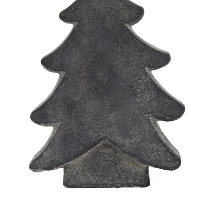 Dark grey stone-effect small festive ceramic Christmas tree ornament with textured finish, decorative accent 17x12x5cm | Click Style