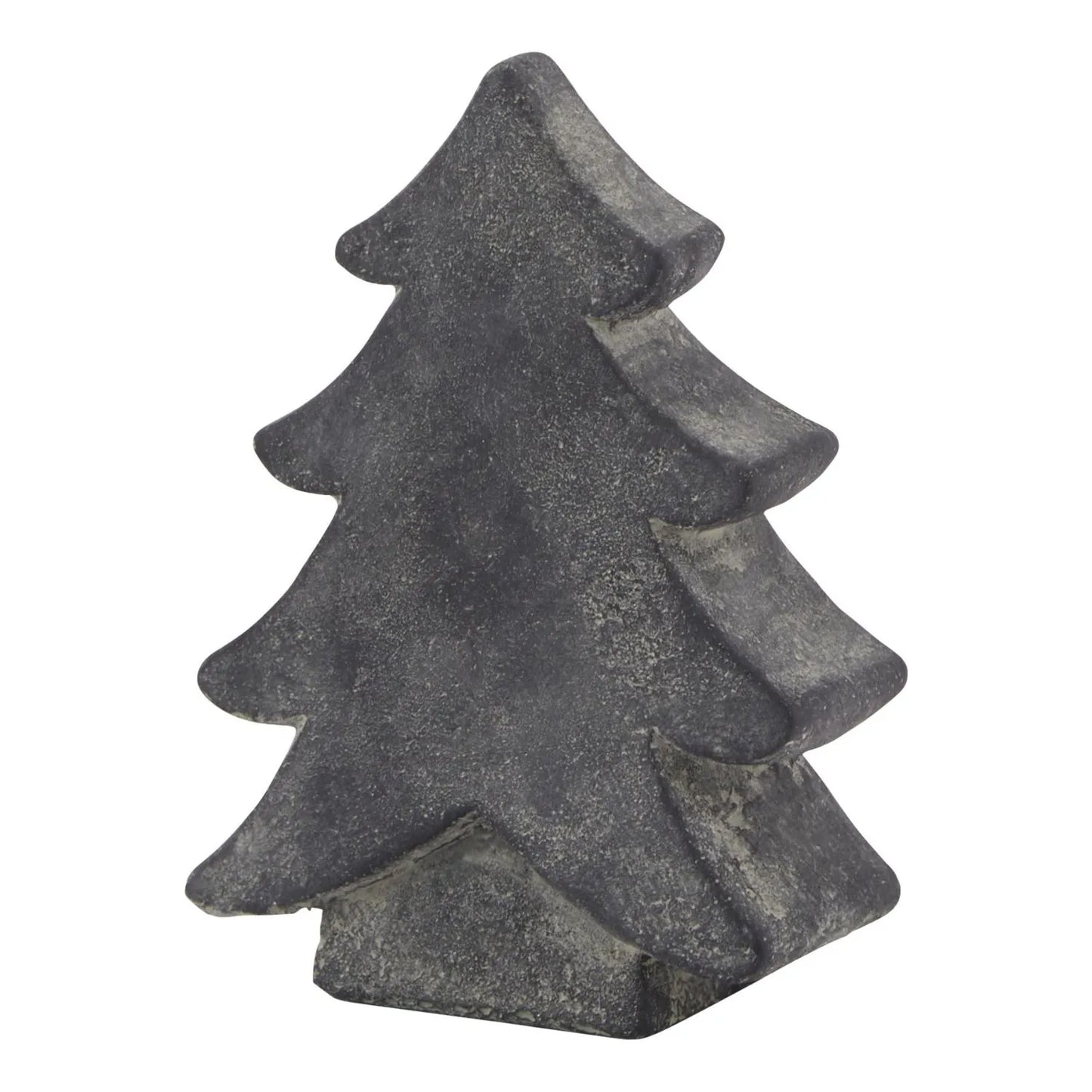 Dark grey stone-effect small festive ceramic Christmas tree ornament with textured finish, decorative accent 17x12x5cm | Click Style