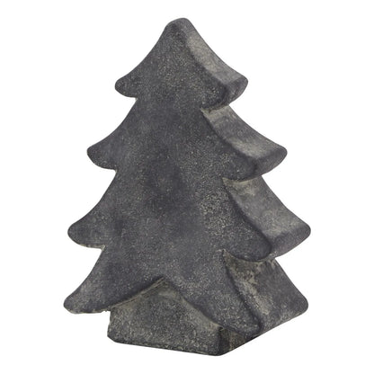 Dark grey stone-effect small festive ceramic Christmas tree ornament with textured finish, decorative accent 17x12x5cm | Click Style