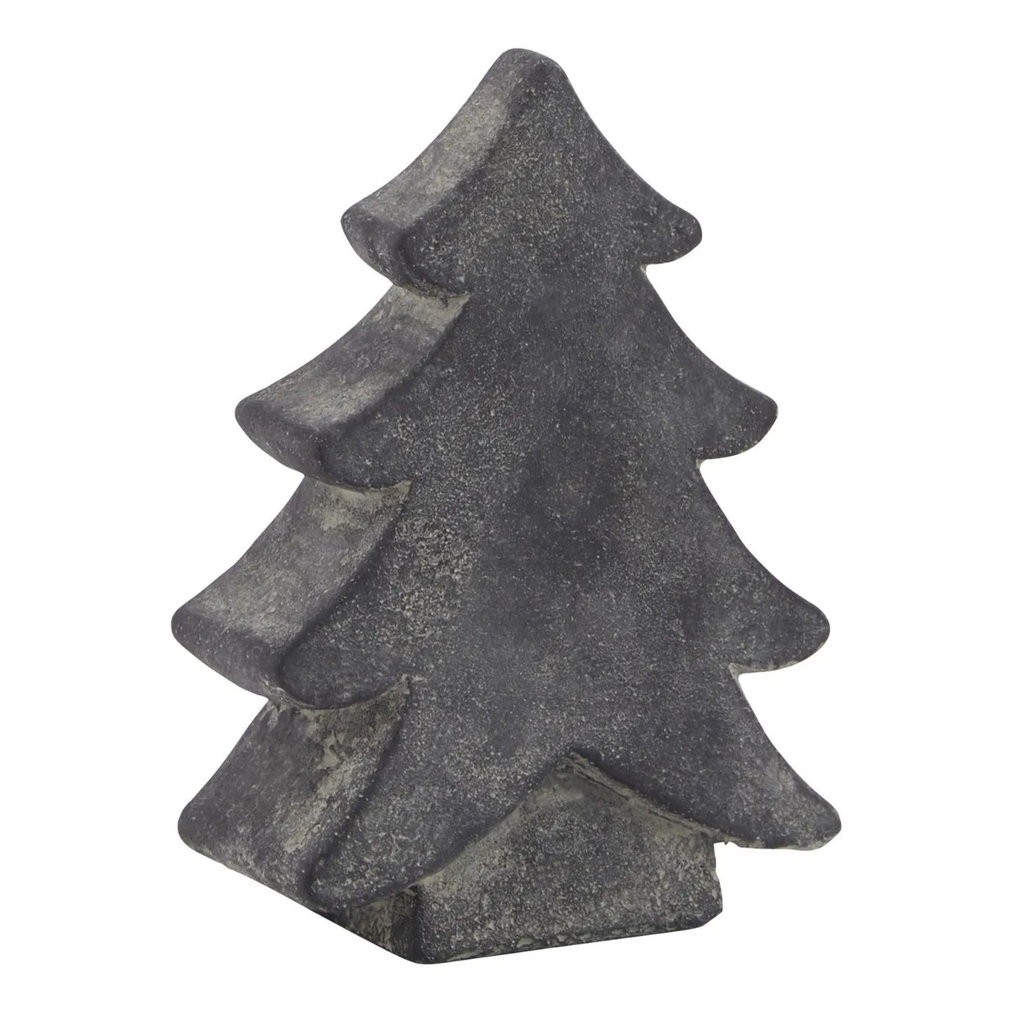 Dark grey stone-effect small festive ceramic Christmas tree ornament with textured finish, decorative accent 17x12x5cm | Click Style
