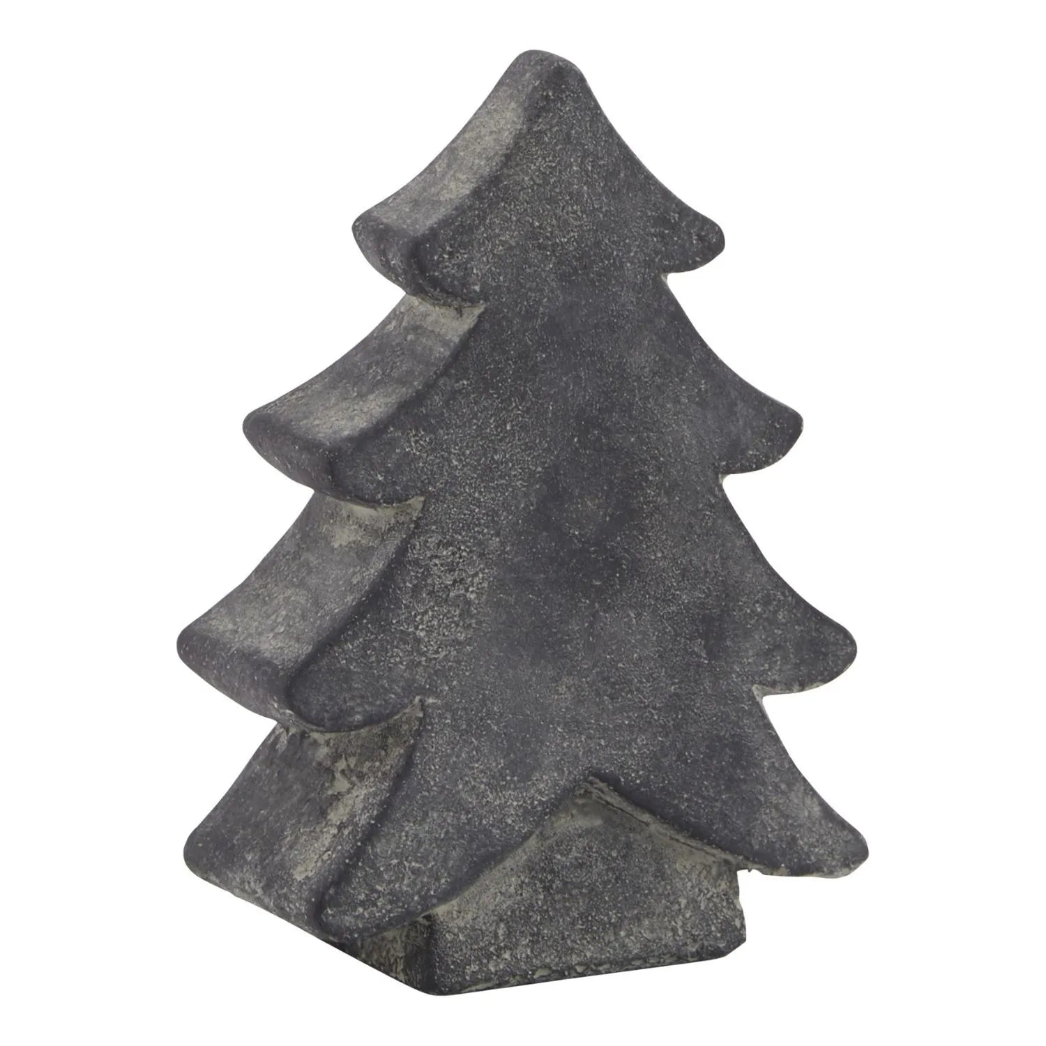 Dark grey stone-effect small festive ceramic Christmas tree ornament with textured finish, decorative accent 17x12x5cm | Click Style