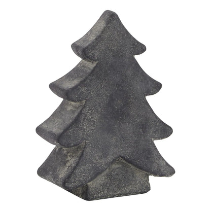 Dark grey stone-effect small festive ceramic Christmas tree ornament with textured finish, decorative accent 17x12x5cm | Click Style