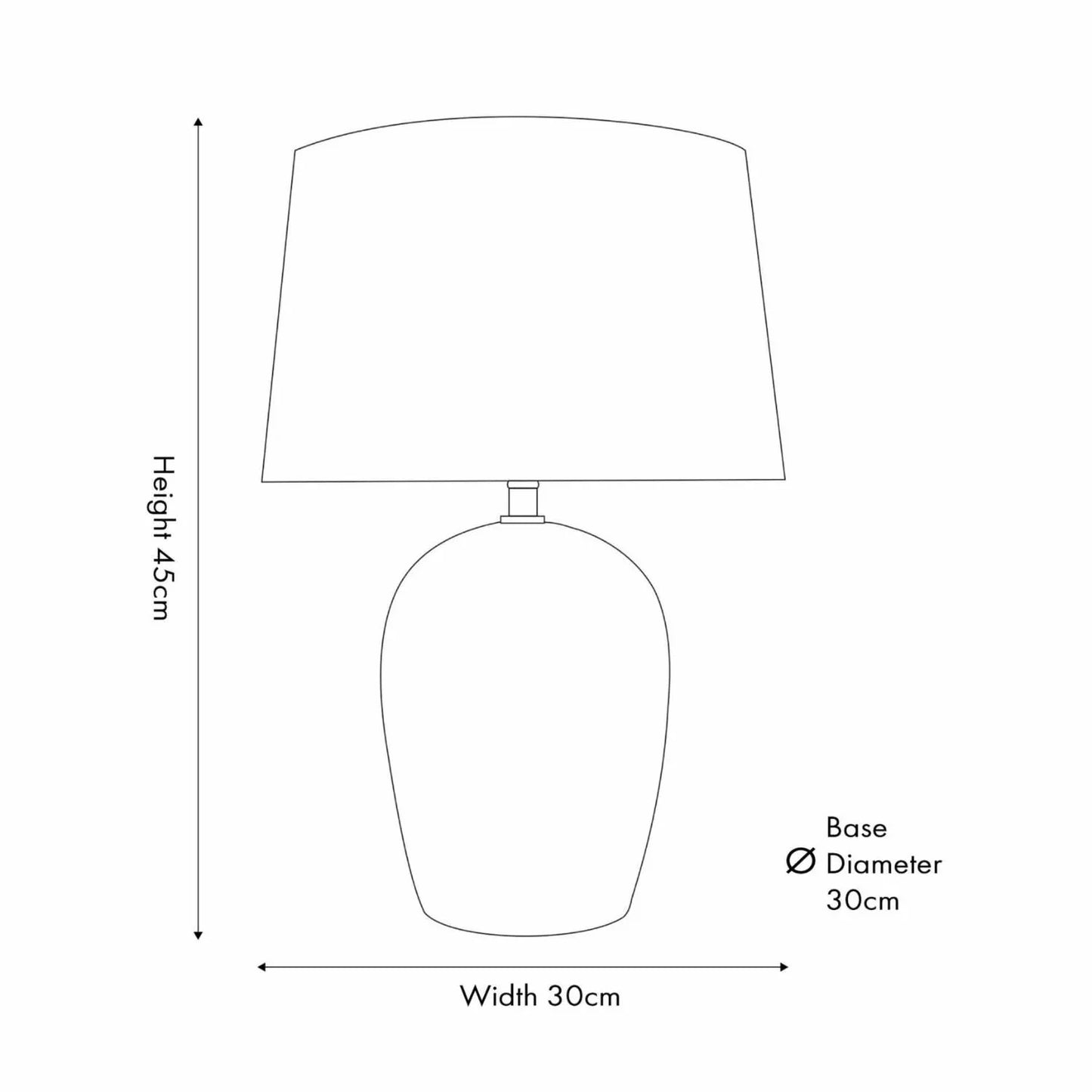 Denim Blue & White Striped Ceramic Table Lamp With White Cotton Tapered Shade – Ribbed Bulbous Base Bedside Light Dimensions 45x30x30cm | Click Style