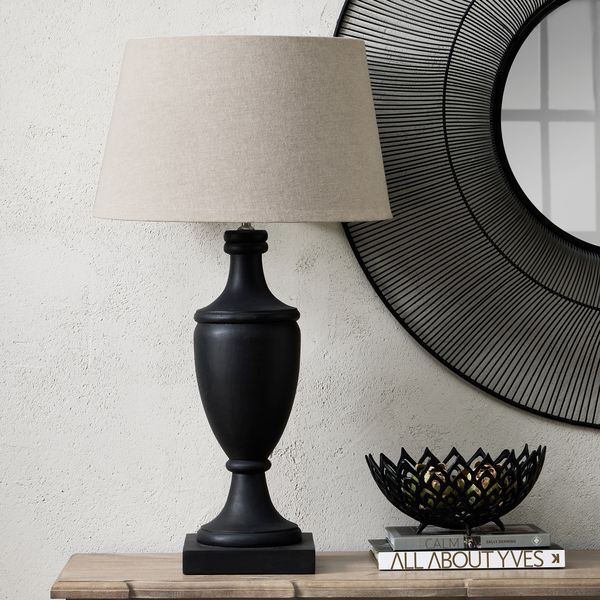 Ellwood Dark Grey Pillar Table Lamp