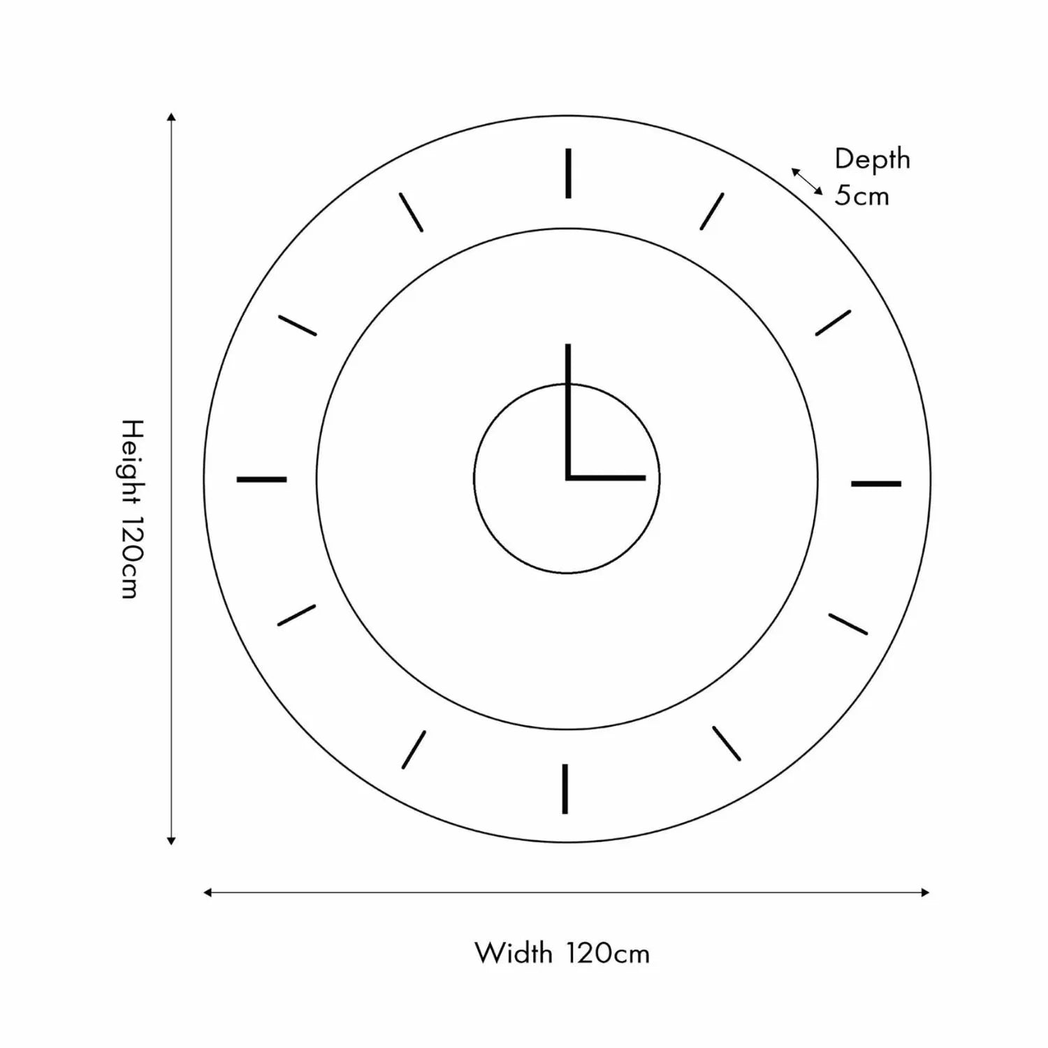 Extra Large Round Mirrored Skeleton Wall Clock with Gold Baton Markers & Hands – Two-Piece Design Dimensions 120x5cm - Click Style