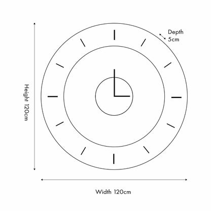 Extra Large Round Mirrored Skeleton Wall Clock with Gold Baton Markers & Hands – Two-Piece Design Dimensions 120x5cm - Click Style