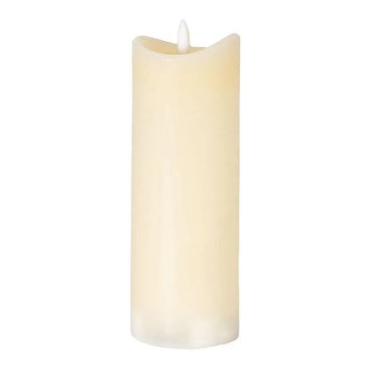 Extra-Tall Cream Melted-Effect Real Wax LED Flameless Pillar Candle with Realistic Flickering Flame – Battery Operated Decorative Light 20x7x7cm | Click Style
