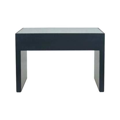 Foxed Mirrored Glass 2 Drawer Console Table Dressing Table & Desk with Grey Velvet Drawers & Gold Handles – Back View | Click Style