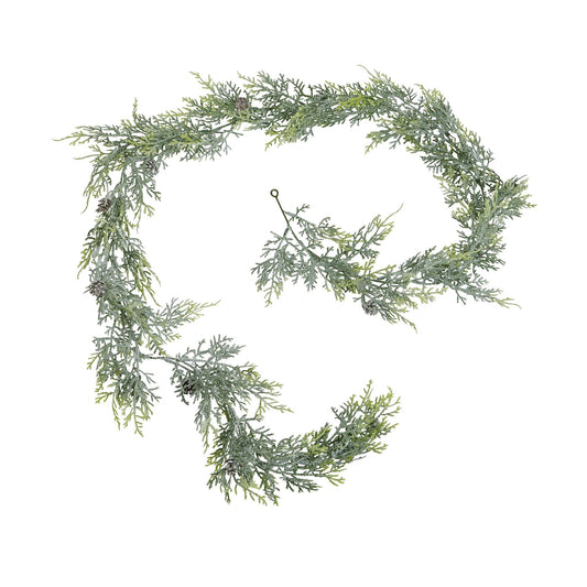 Frosted Pine Garland with Pine Cones - Click Style