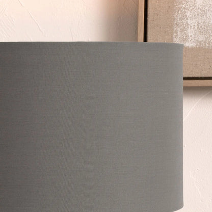 Jenny Worrall Fuchsia Pink Rhododendron & Foliage Warm Champagne & Gold Glass Table Lamp with Steel Grey Cotton Drum Shade & Antique Brass Feet – Handcrafted Luxury Floral Lighting 59x45x45cm | Click Style