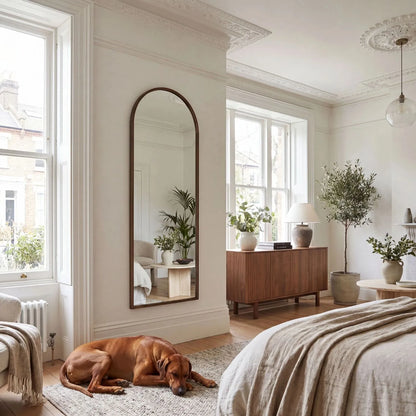 Full Length Aged Bronze Channel Frame Arched Leaner Mirror 170x50.5x4cm Full Body Floor Mirror with Slim Bronze Metal Frame for Bedrooms, Dressing Rooms, Hallways and Living Spaces | Click Style