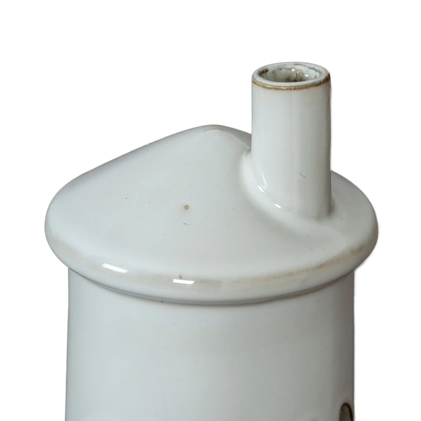 Glazed White Ceramic Lighthouse Tealight Holder with Chimney Cut-Out Windows & Door – Medium Coastal Nautical Candle Holder 23x11x11cm | Click Style